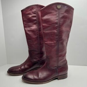 Frye Melissa Button 2 Riding Tall Boots in Wine Size 7.5